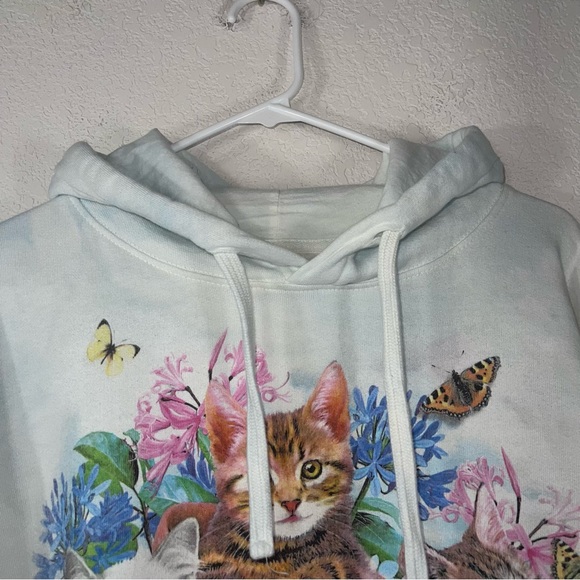 The Mountain unisex kitten selfie hoodie mint white tie dye Long sleeve hoodie - Picture 8 of 12